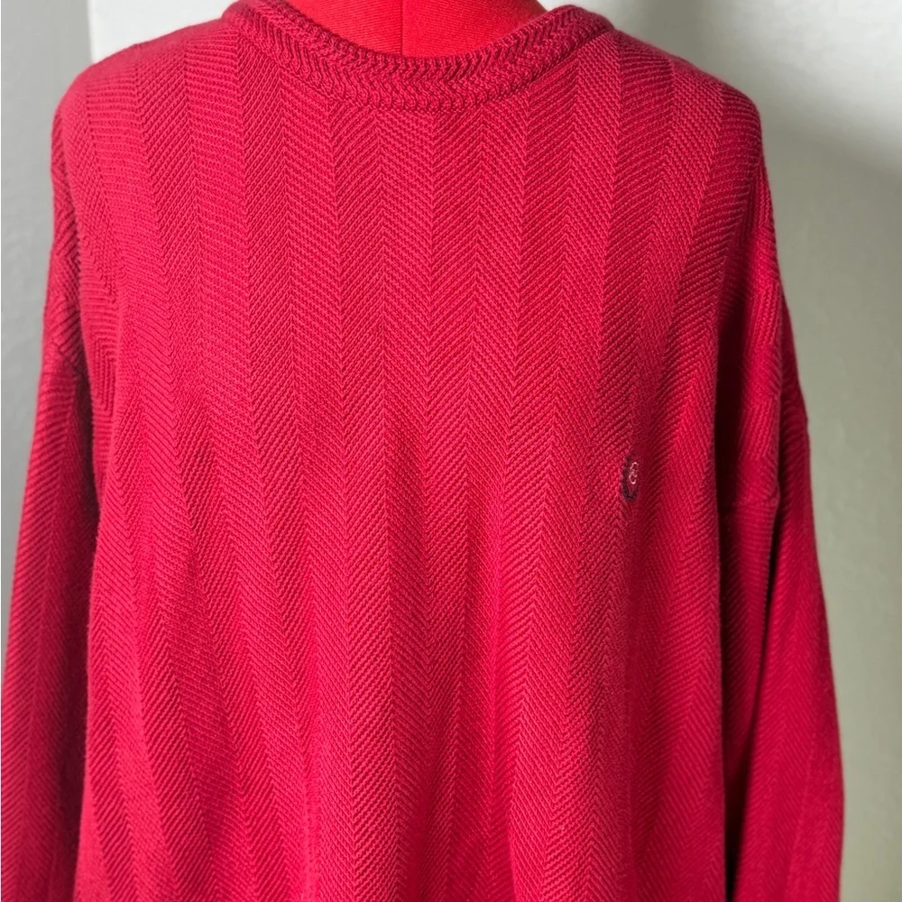 Chaps Ralph Lauren Retro Red Chevron Knit 100% Cotton Sweater Size XXL